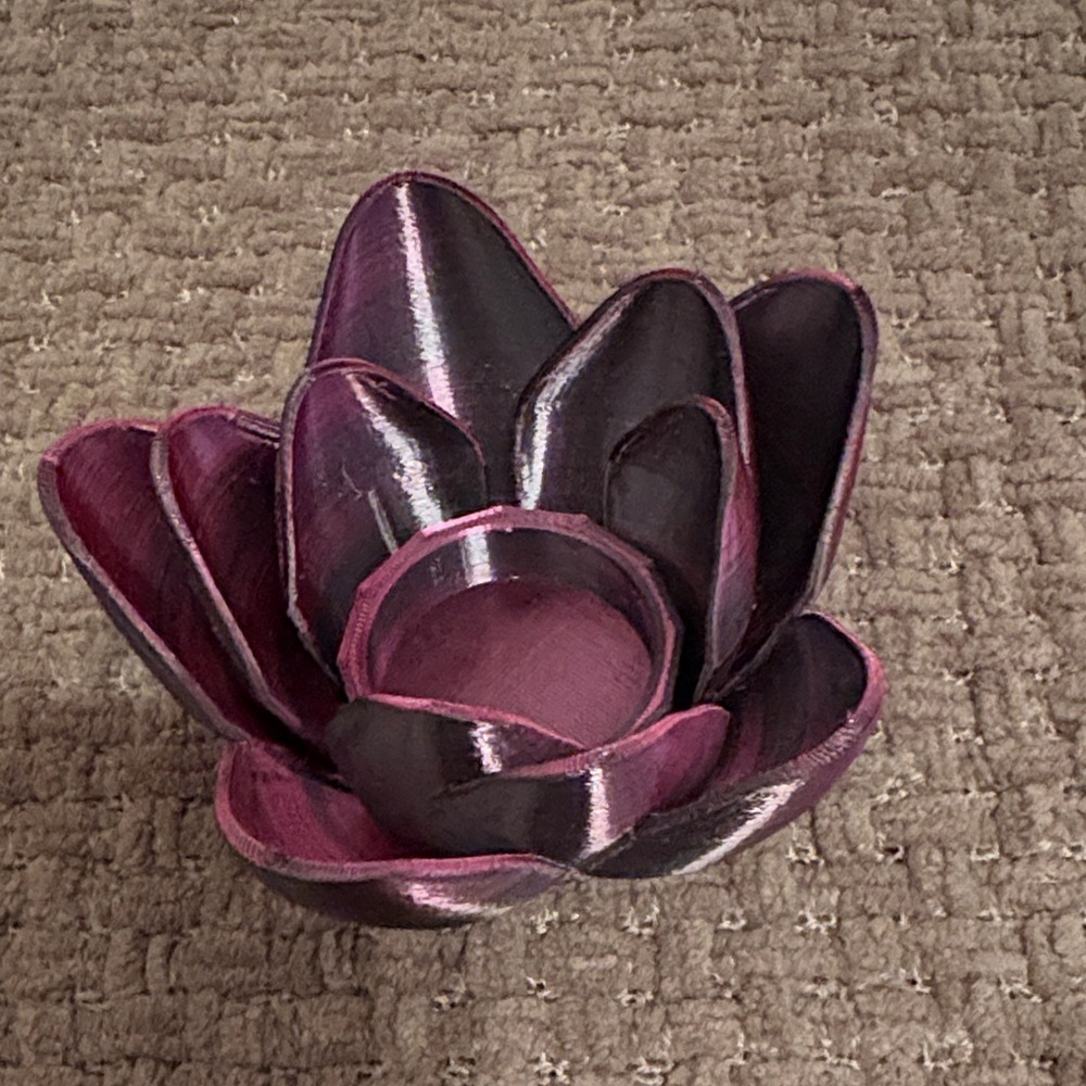 3-D printed candle holder purple
